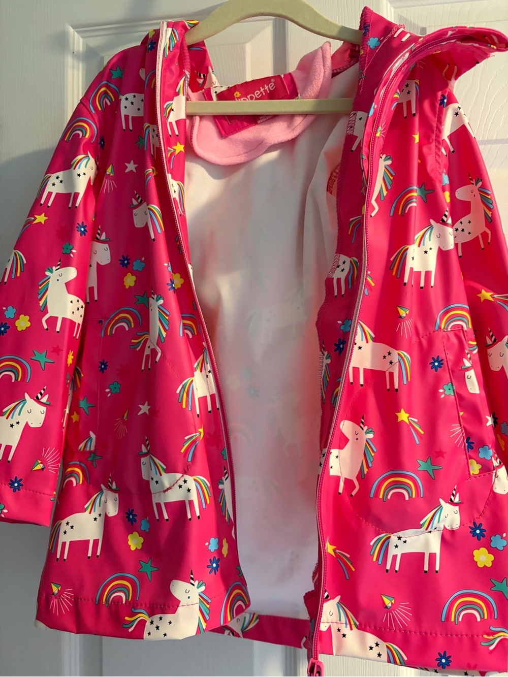 Wippette Hot Pink Unicorn & Rainbow Hooded Raincoat